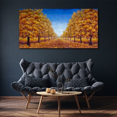 Foto auf leinwand Goldene Alleen in der Herbstlandschaft
