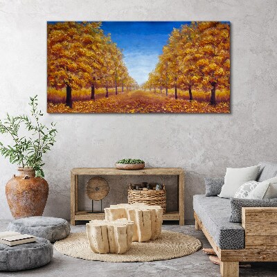 Foto auf leinwand Goldene Alleen in der Herbstlandschaft