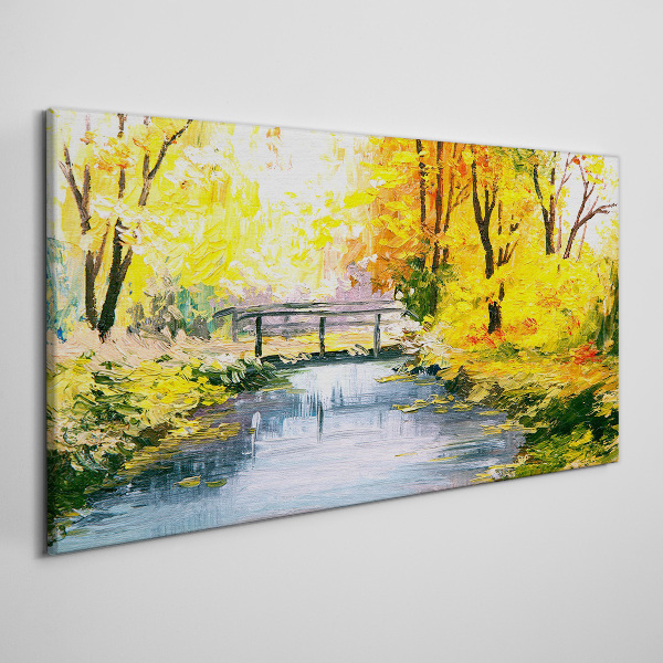 Wandbild Wald Flussbrücke Natur