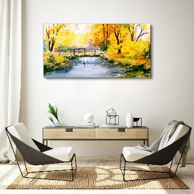 Wandbild Goldener Herbst am Fluss