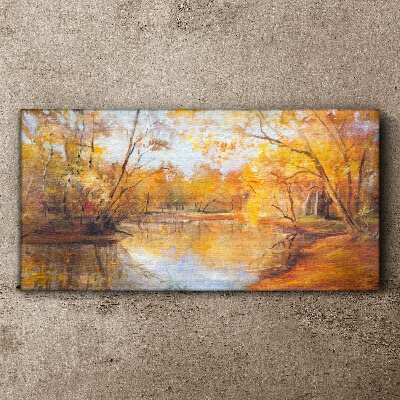 Foto auf leinwand Herbstlandschaft am Fluss