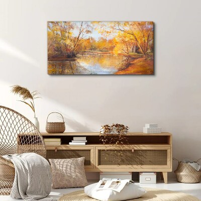 Foto auf leinwand Herbstlandschaft am Fluss