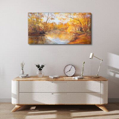 Foto auf leinwand Herbstlandschaft am Fluss