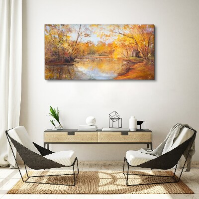 Foto auf leinwand Herbstlandschaft am Fluss