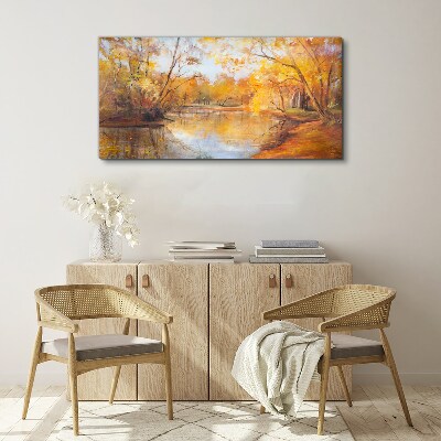 Foto auf leinwand Herbstlandschaft am Fluss