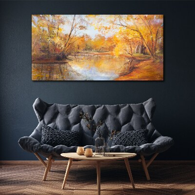 Foto auf leinwand Herbstlandschaft am Fluss