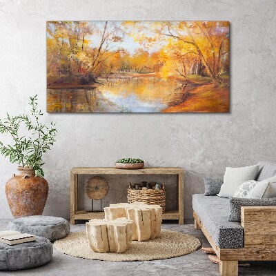 Foto auf leinwand Herbstlandschaft am Fluss