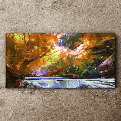 Foto leinwand Herbstlandschaft am Fluss