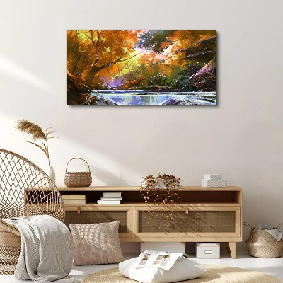Foto leinwand Herbstlandschaft am Fluss