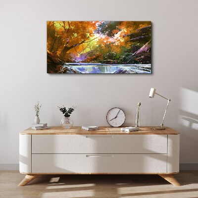 Foto leinwand Herbstlandschaft am Fluss