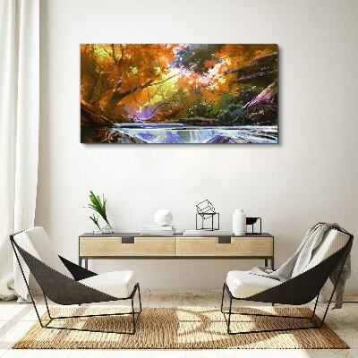 Foto leinwand Herbstlandschaft am Fluss