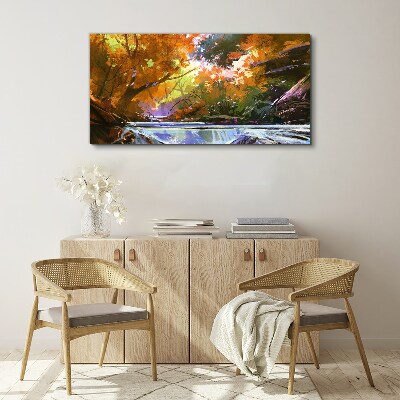Foto leinwand Herbstlandschaft am Fluss