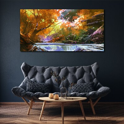 Foto leinwand Herbstlandschaft am Fluss