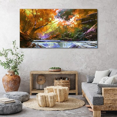 Foto leinwand Herbstlandschaft am Fluss