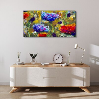 Foto auf leinwand Eine Blumenlandschaft in intensiven Farben