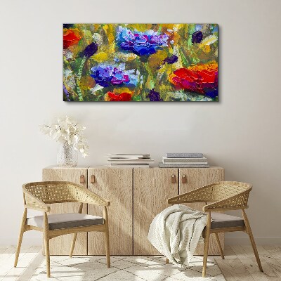 Foto auf leinwand Eine Blumenlandschaft in intensiven Farben