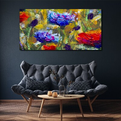 Foto auf leinwand Eine Blumenlandschaft in intensiven Farben