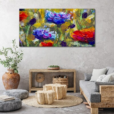 Foto auf leinwand Eine Blumenlandschaft in intensiven Farben