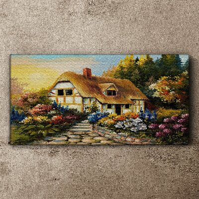 Foto auf leinwand Ein charmantes Landhaus in Blumen