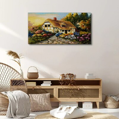 Foto auf leinwand Ein charmantes Landhaus in Blumen
