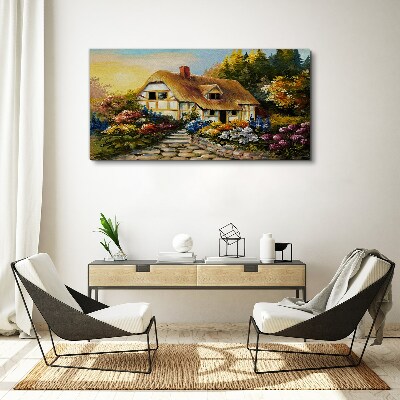 Foto auf leinwand Ein charmantes Landhaus in Blumen