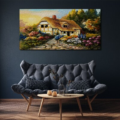 Foto auf leinwand Ein charmantes Landhaus in Blumen