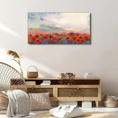 Bild auf leinwand Blumenlandschaft in Pastellfarben