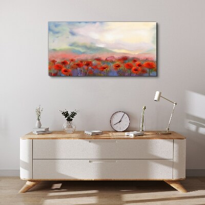 Bild auf leinwand Blumenlandschaft in Pastellfarben