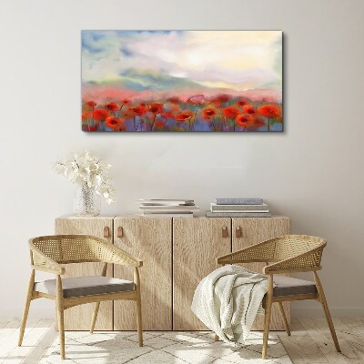 Bild auf leinwand Blumenlandschaft in Pastellfarben