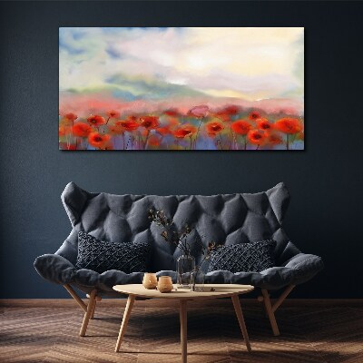 Bild auf leinwand Blumenlandschaft in Pastellfarben