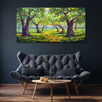 Foto auf leinwand Grüner Hain in den Sonnenstrahlen