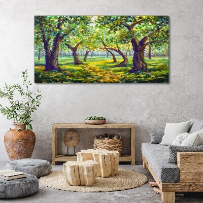Foto auf leinwand Grüner Hain in den Sonnenstrahlen