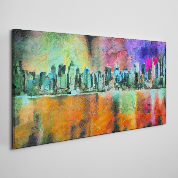 Foto leinwand Farbenfrohe Skyline-Landschaft