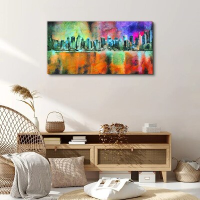 Foto leinwand Farbenfrohe Skyline-Landschaft