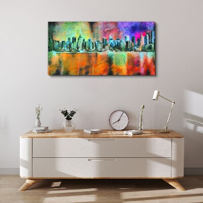 Foto leinwand Farbenfrohe Skyline-Landschaft