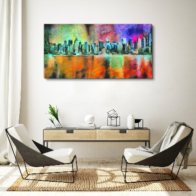 Foto leinwand Farbenfrohe Skyline-Landschaft