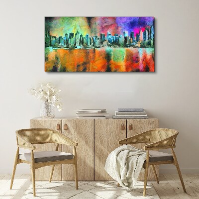 Foto leinwand Farbenfrohe Skyline-Landschaft