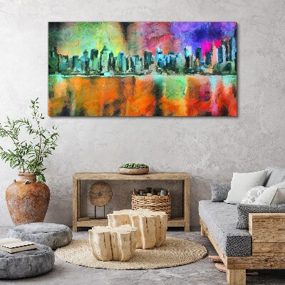 Foto leinwand Farbenfrohe Skyline-Landschaft