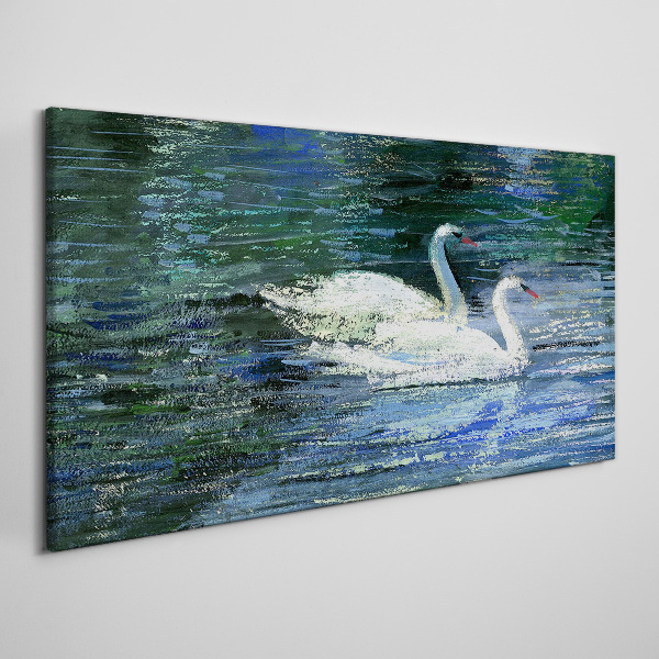 Foto auf leinwand Ruhiges Wasser mit Schwänen