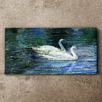 Foto auf leinwand Ruhiges Wasser mit Schwänen