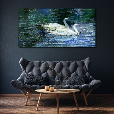 Foto auf leinwand Ruhiges Wasser mit Schwänen