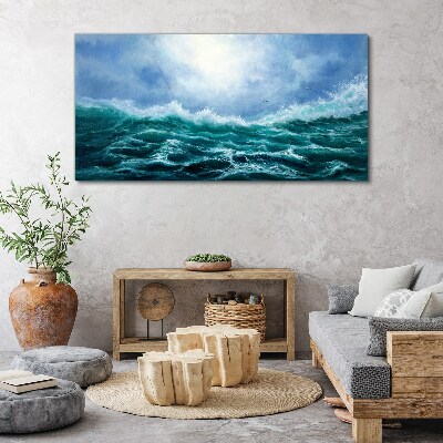 Foto auf leinwand Stürmisches Meer in Blautönen