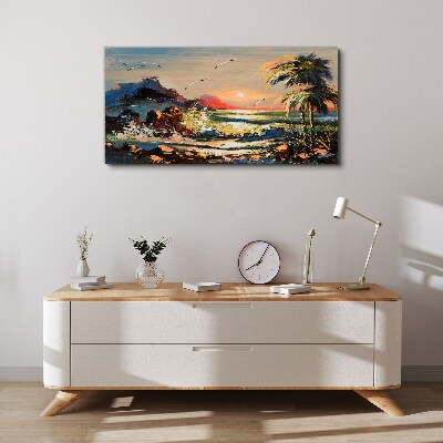 Foto auf leinwand Tropischer Sonnenuntergang über dem Meer