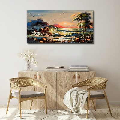Foto auf leinwand Tropischer Sonnenuntergang über dem Meer