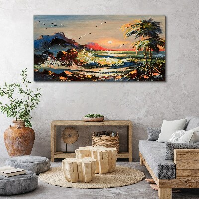 Foto auf leinwand Tropischer Sonnenuntergang über dem Meer