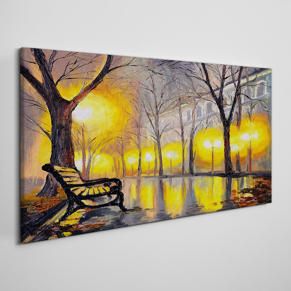 Foto auf leinwand Goldene Lichter im Park