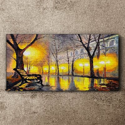 Foto auf leinwand Goldene Lichter im Park