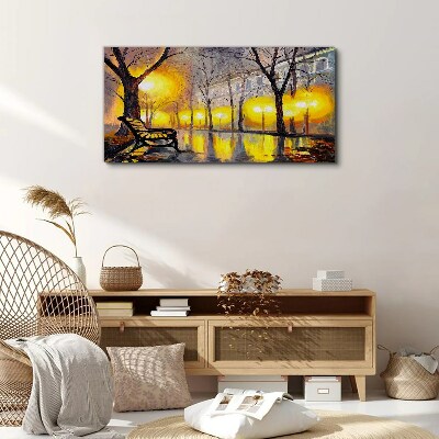 Foto auf leinwand Goldene Lichter im Park