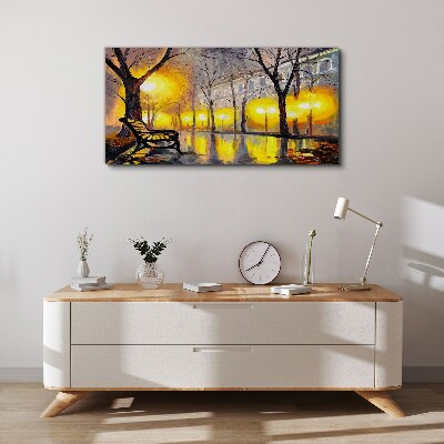 Foto auf leinwand Goldene Lichter im Park