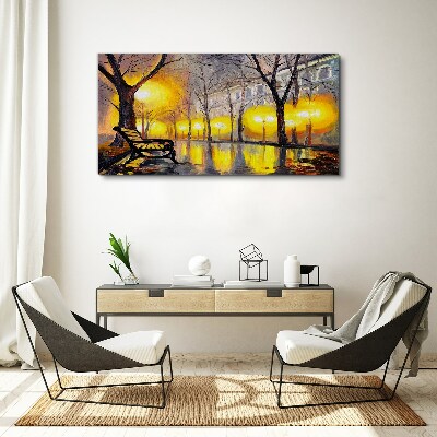 Foto auf leinwand Goldene Lichter im Park